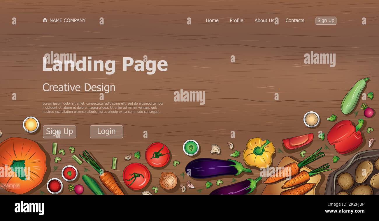 Concept de conception de page d'arrivée de site Web d'éco-alimentation - Vector Banque D'Images