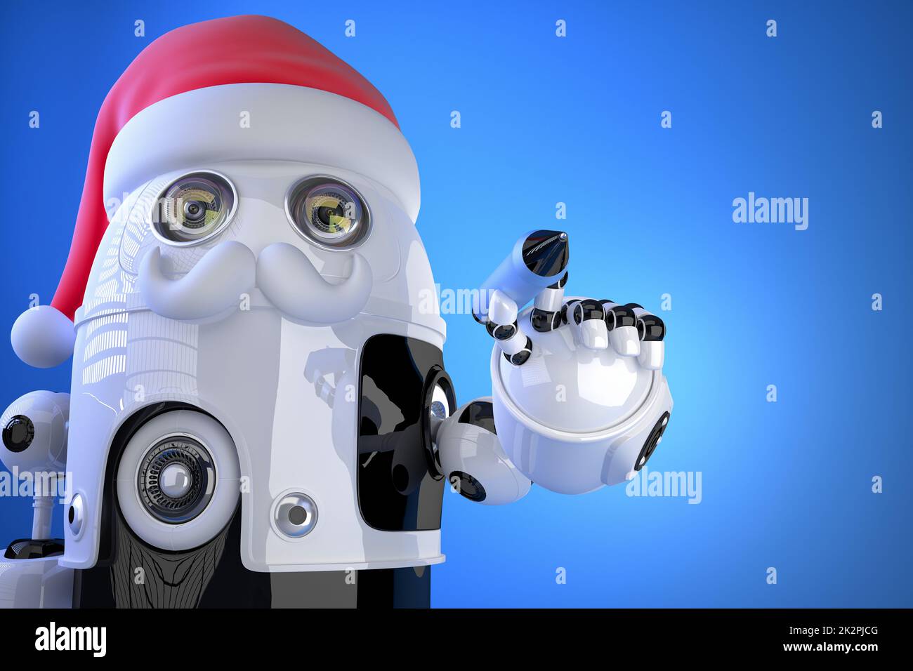 Santa Robot écrit quelque chose avec un stylo. Contient clipping path Banque D'Images