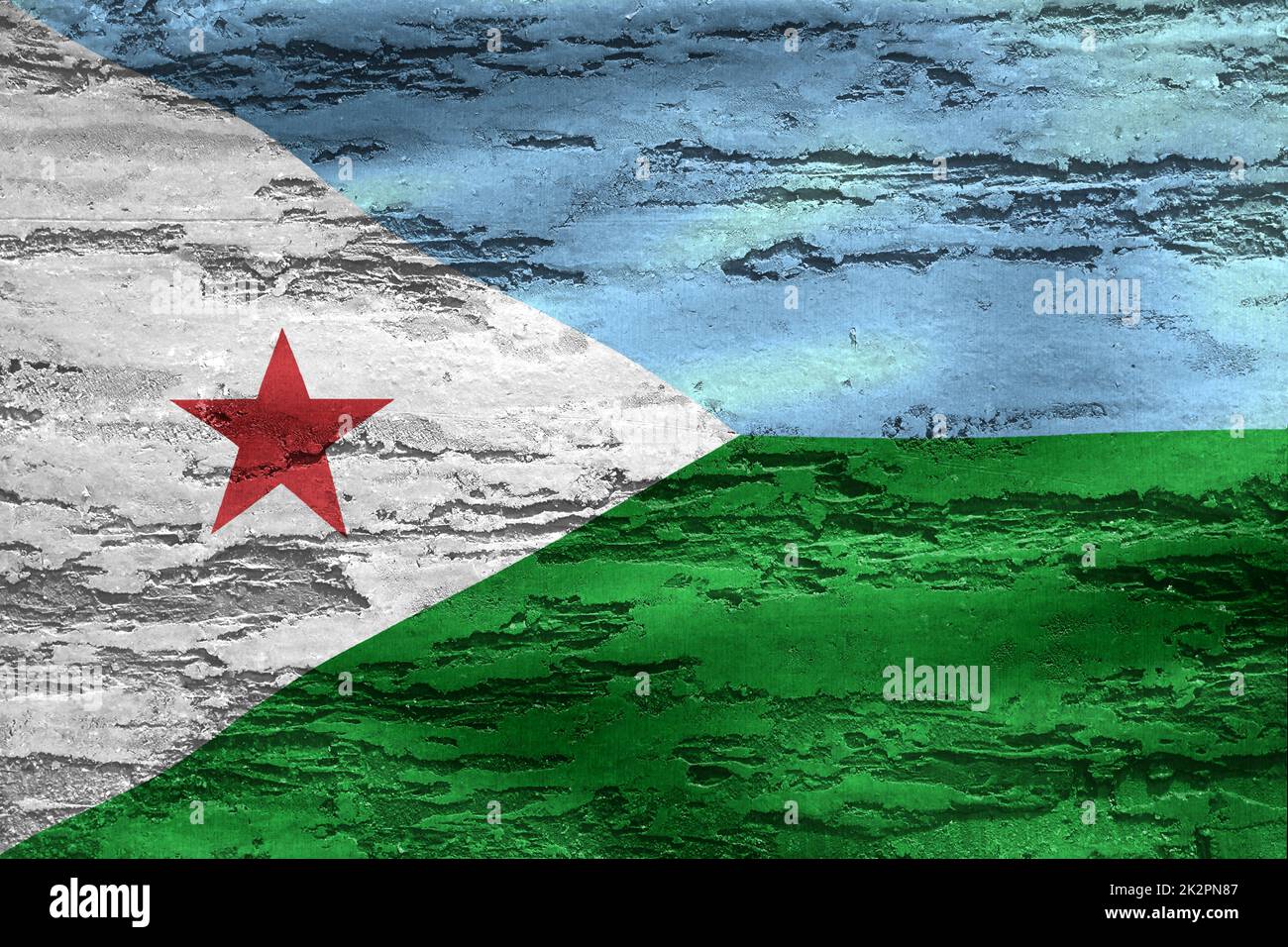 Drapeau de Djibouti - drapeau de tissu d'ondulation réaliste Banque D'Images