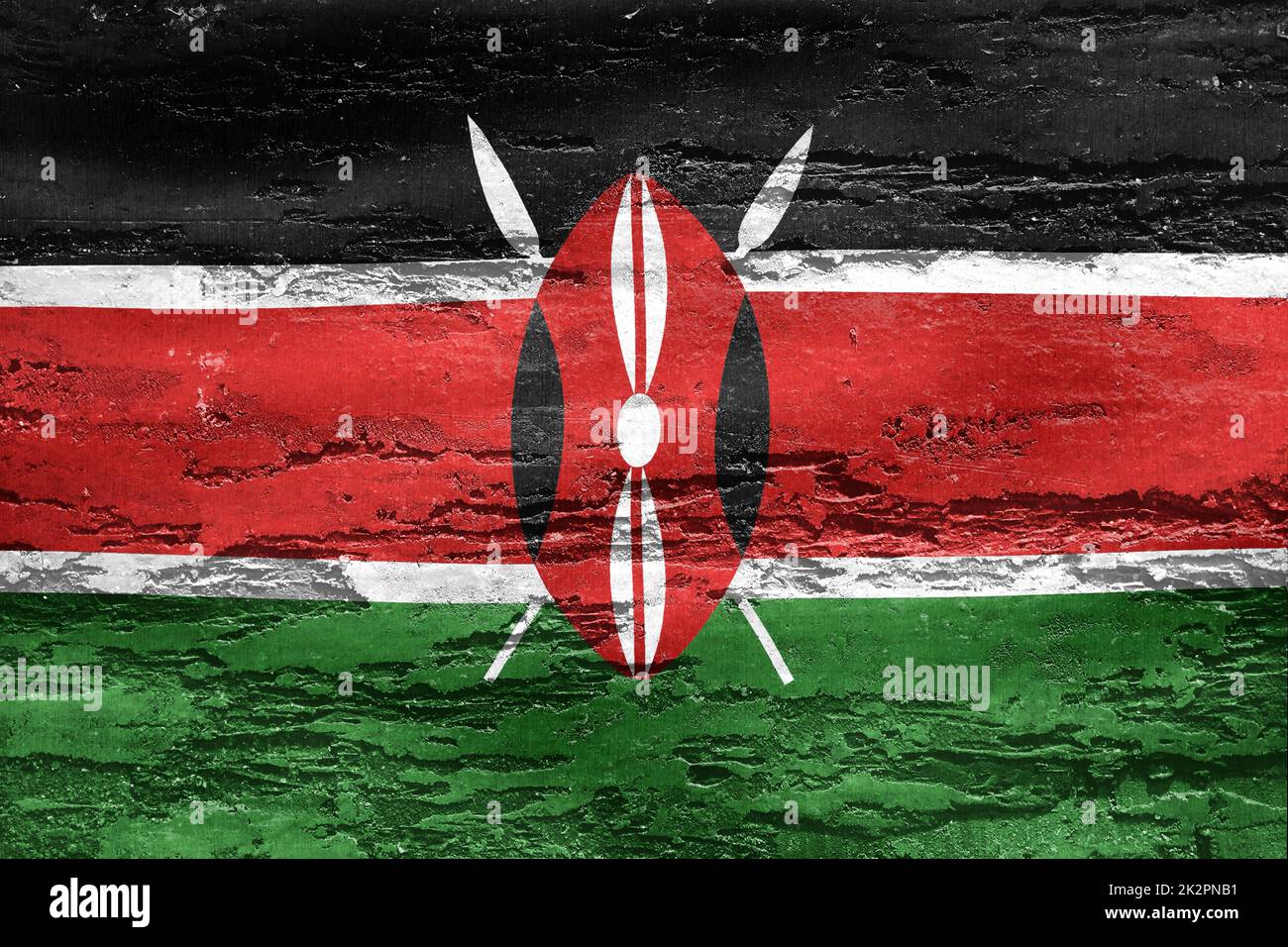 3D-Illustration d'un drapeau du Kenya - drapeau de tissu d'ondulation réaliste Banque D'Images