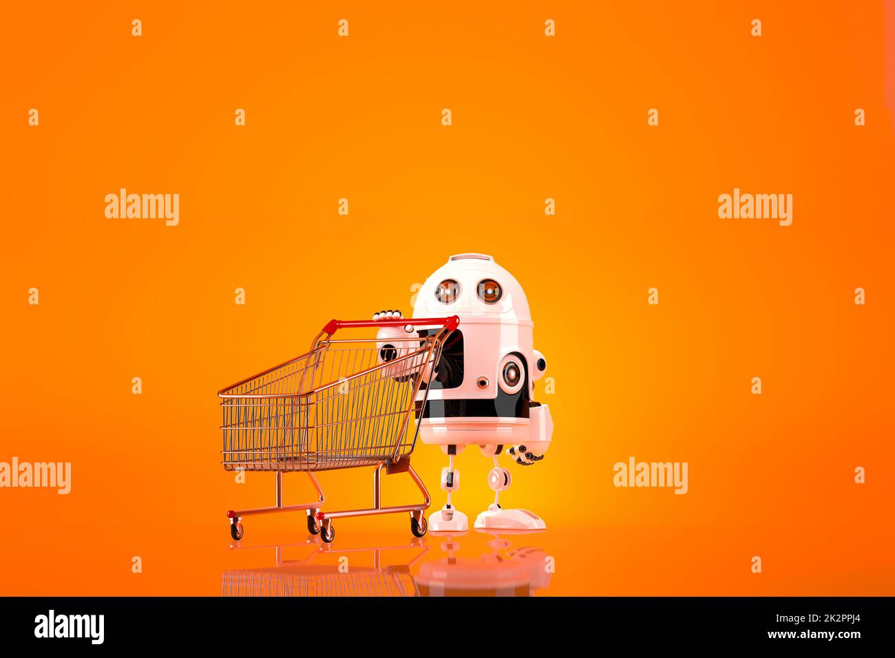 Robot avec panier. Contient un masque Banque D'Images