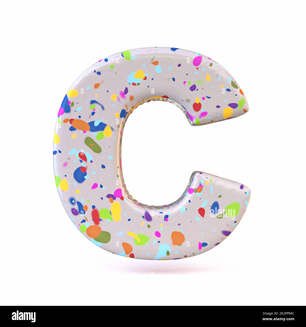 Police de motif de terrazzo coloré lettre C 3D Banque D'Images