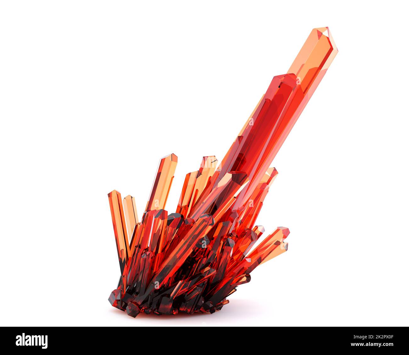 Groupe de cristaux de couleur rouge isolé sur fond blanc. 3D illustration Banque D'Images