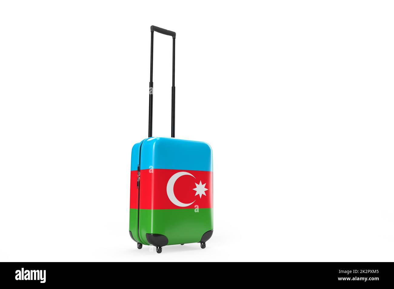 Valise avec drapeau de l'Azerbaïdjan comme concept de voyage. Illustration 3D Banque D'Images