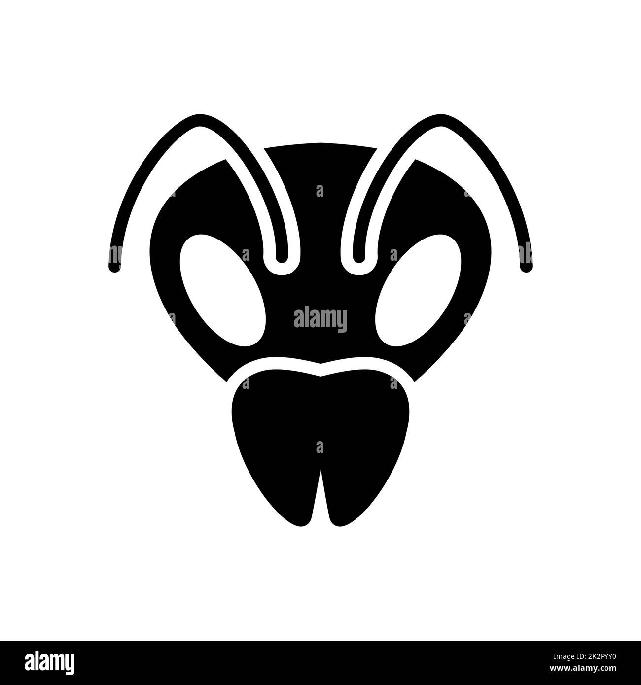 Icône de glyphe d'abeille. Symbole vecteur tête d'animal Banque D'Images