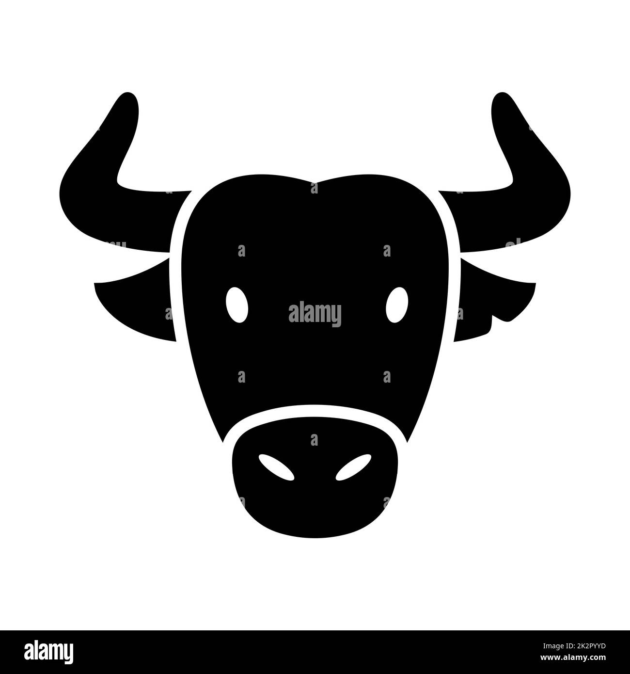 Icône de glyphe de buffle de taureau espagnol. Vecteur de tête d'animal Banque D'Images