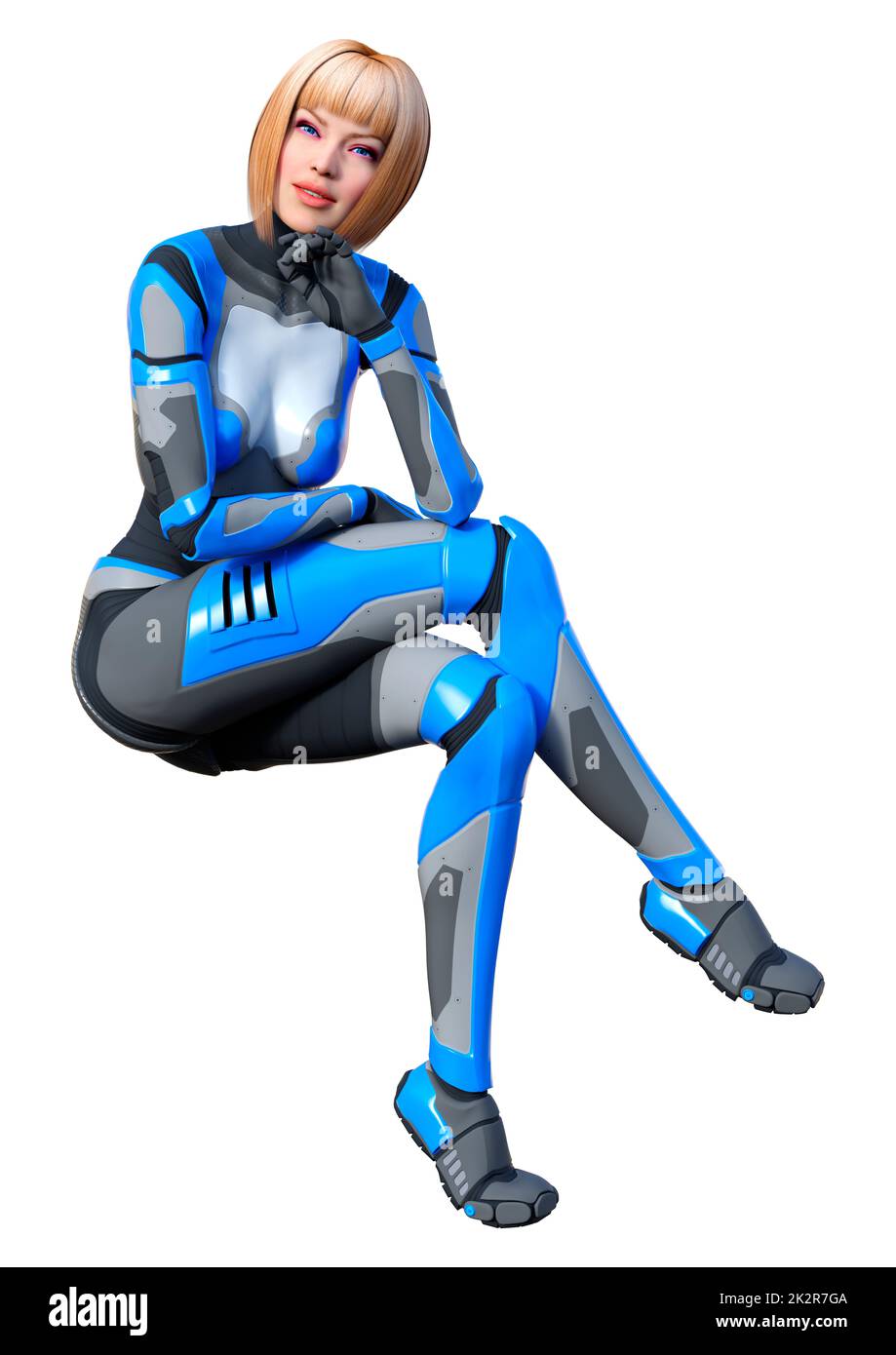 Le Rendu 3D Robot femelle on White Banque D'Images