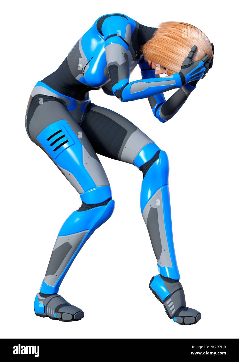 Le Rendu 3D Robot femelle on White Banque D'Images