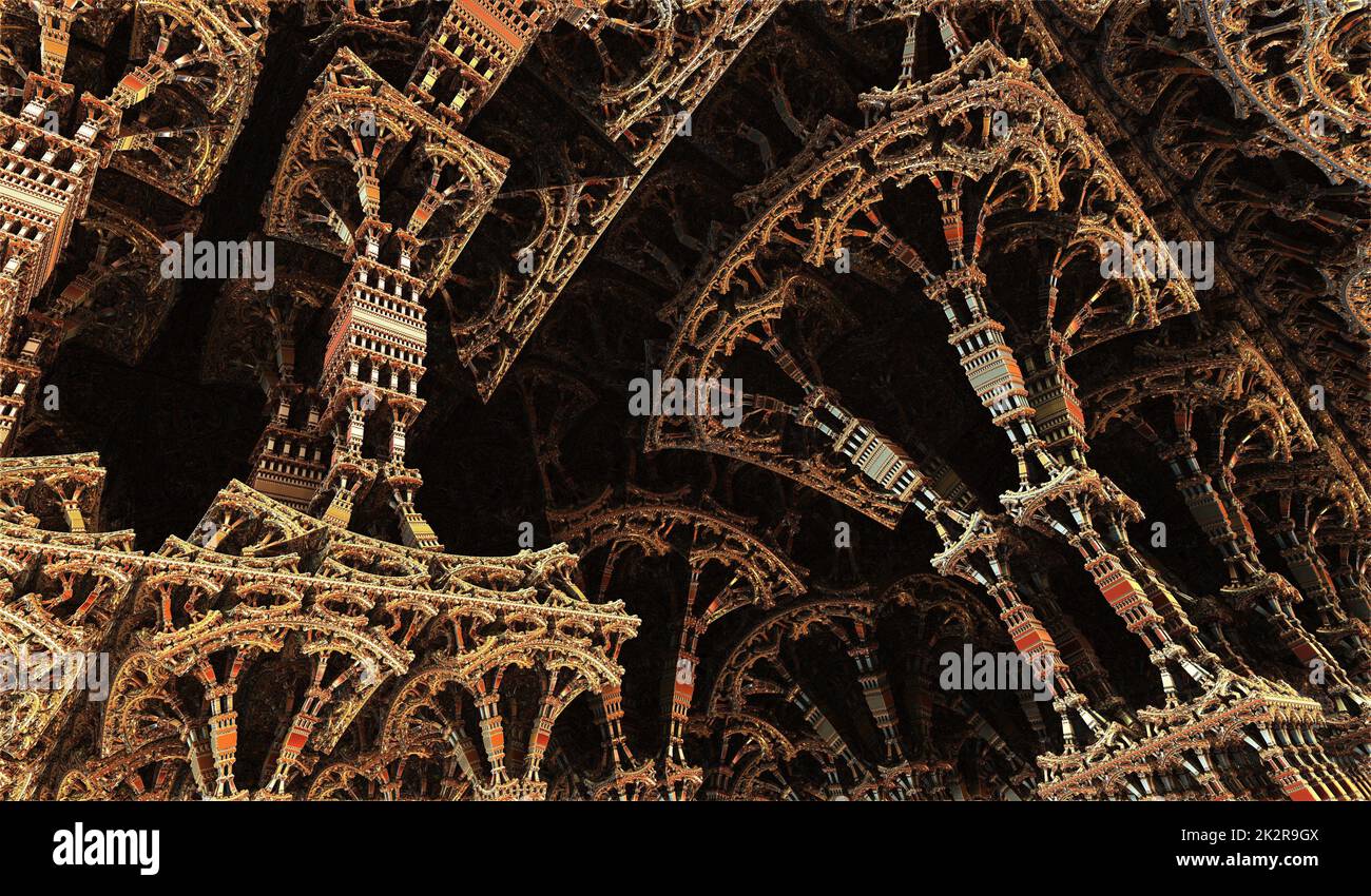 Conception Fractal abstraite générée par ordinateur. 3D aliens Illustration d'un beau jeu mathématique infini mandelbrot fractal. Banque D'Images