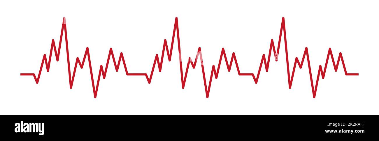 Pouls cardiaque - ligne rouge courbe sur fond blanc, tests médicaux - Vector Banque D'Images