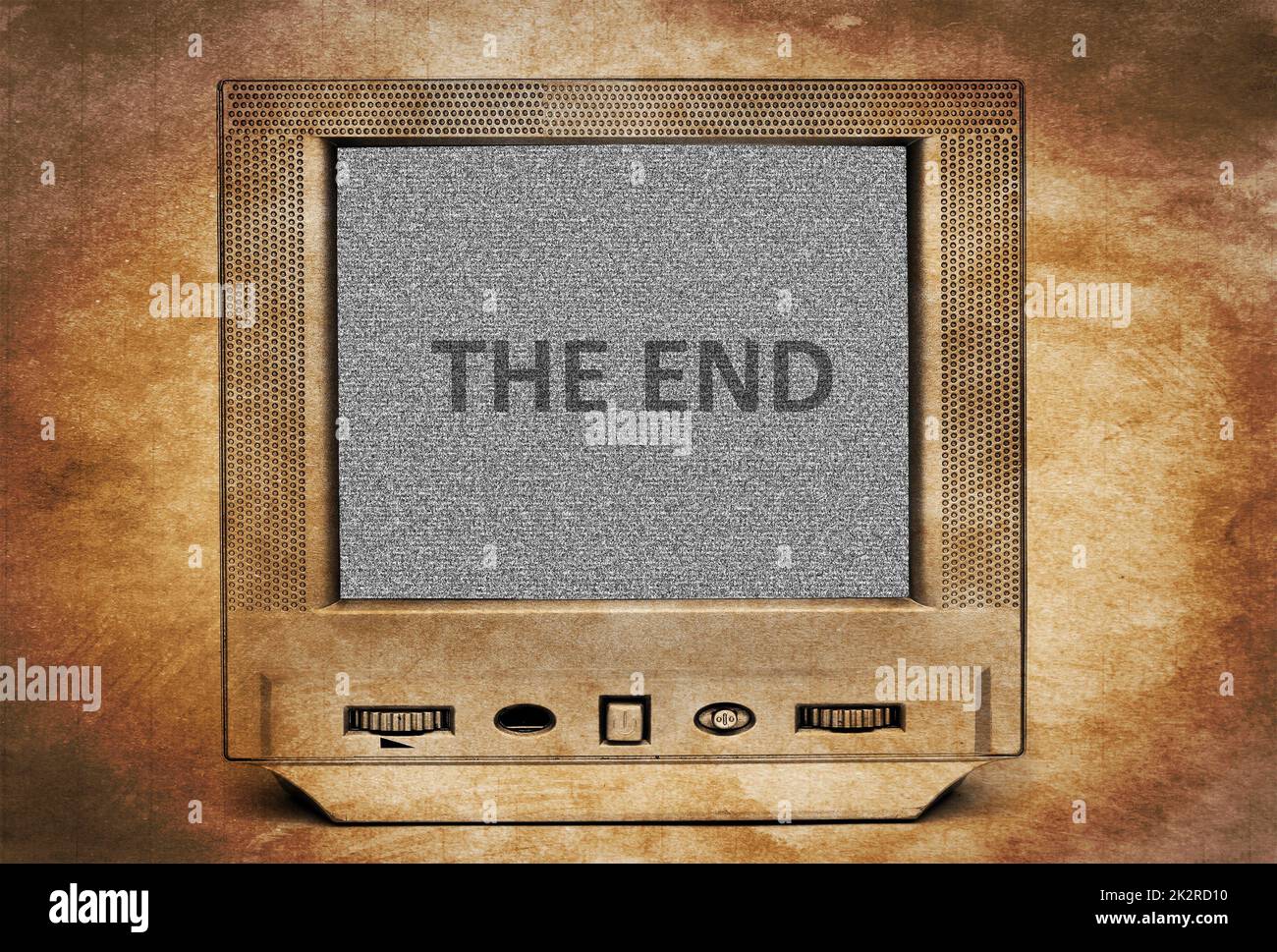 La fin sur l'écran du téléviseur Banque D'Images