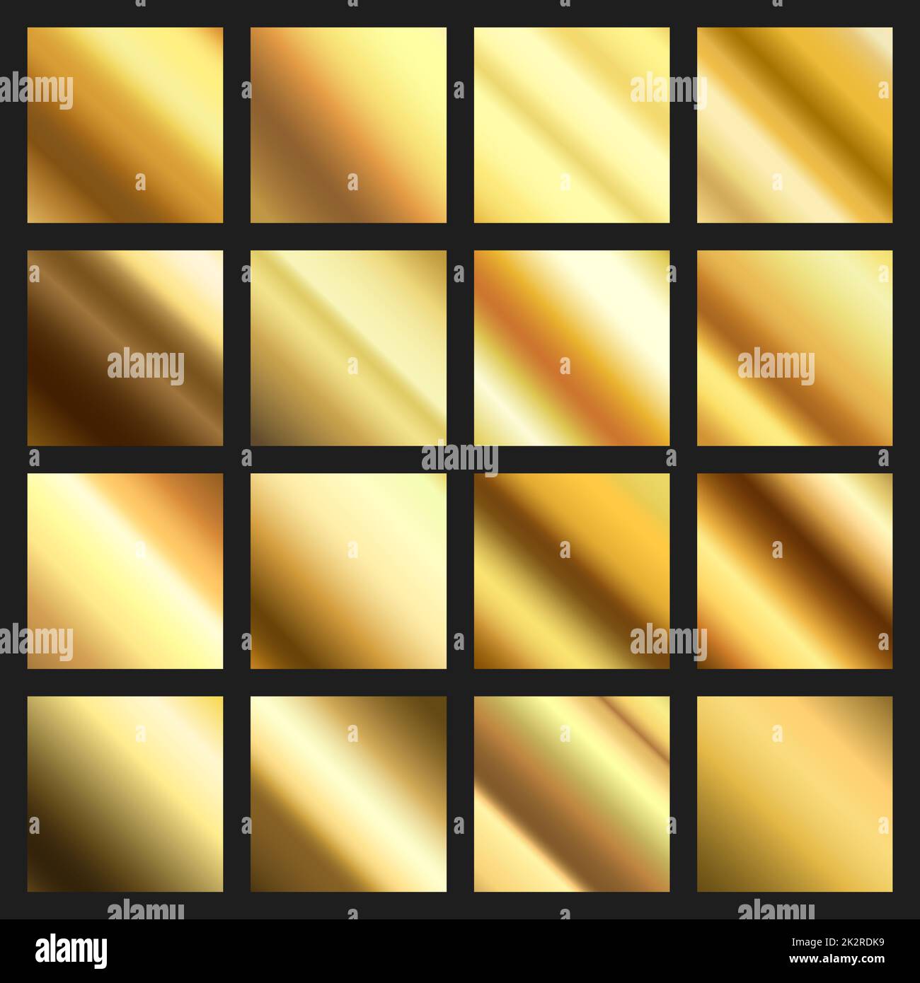 Kit 16 pièces fonds dorés métallisés avec reflets - Vector Banque D'Images