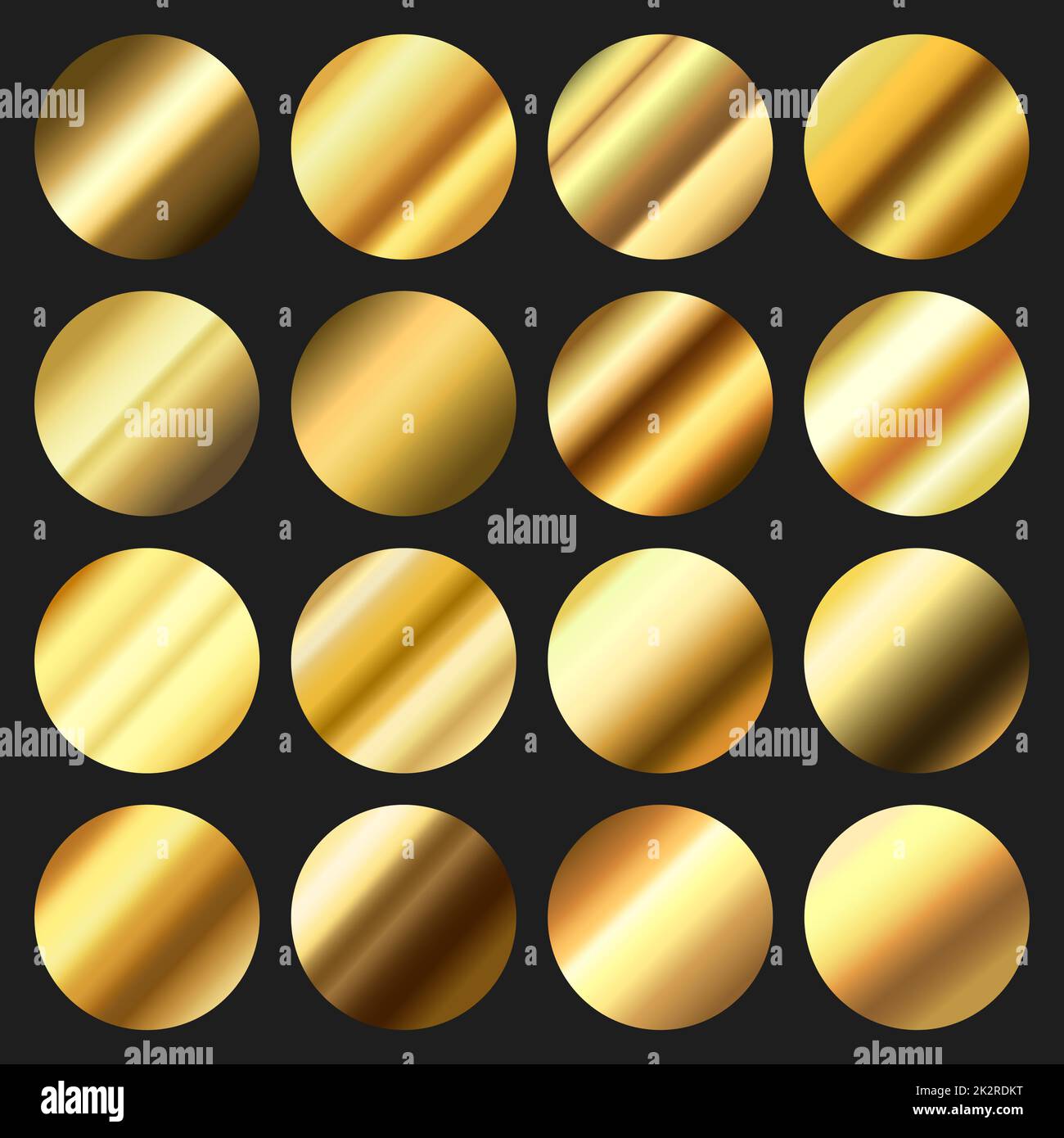 Kit 16 pièces fonds dorés métallisés avec reflets - Vector Banque D'Images