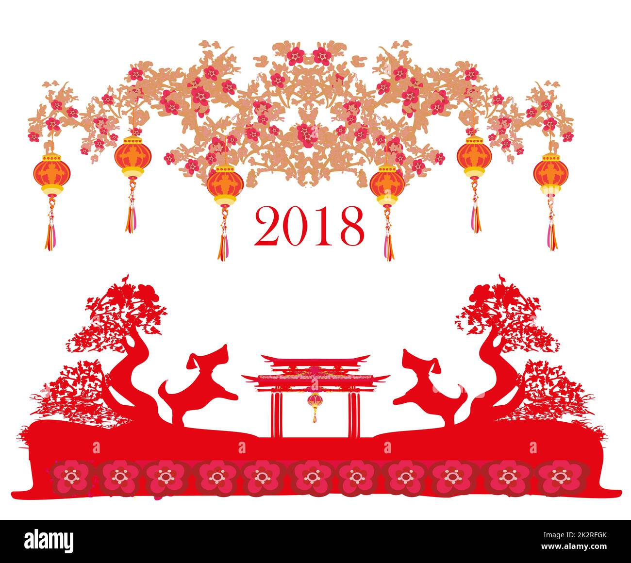 Joyeux Nouvel An chinois carte 2018, année du chien Banque D'Images