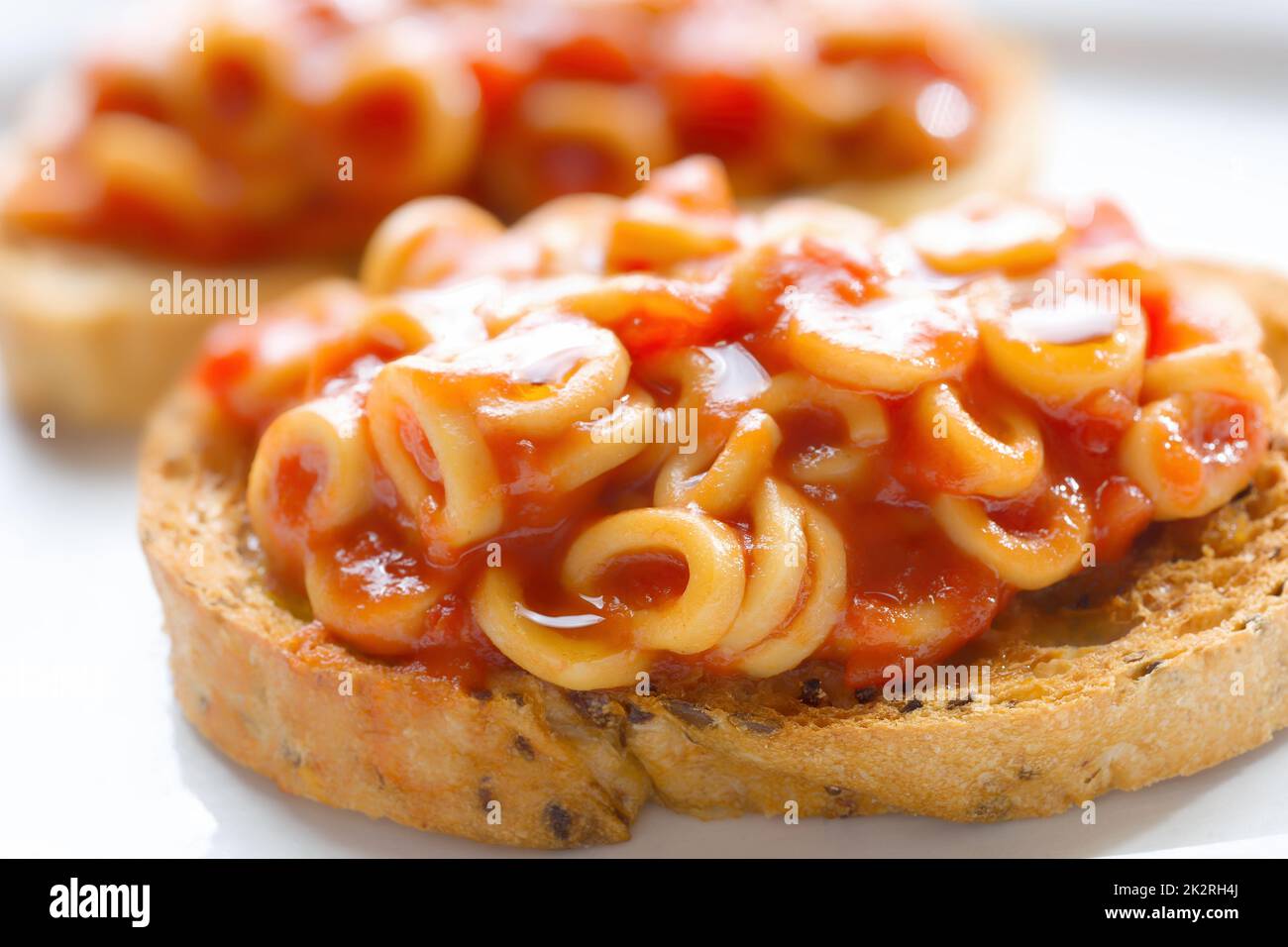 toast aux pâtes australiennes anglaises à la sauce tomate Banque D'Images