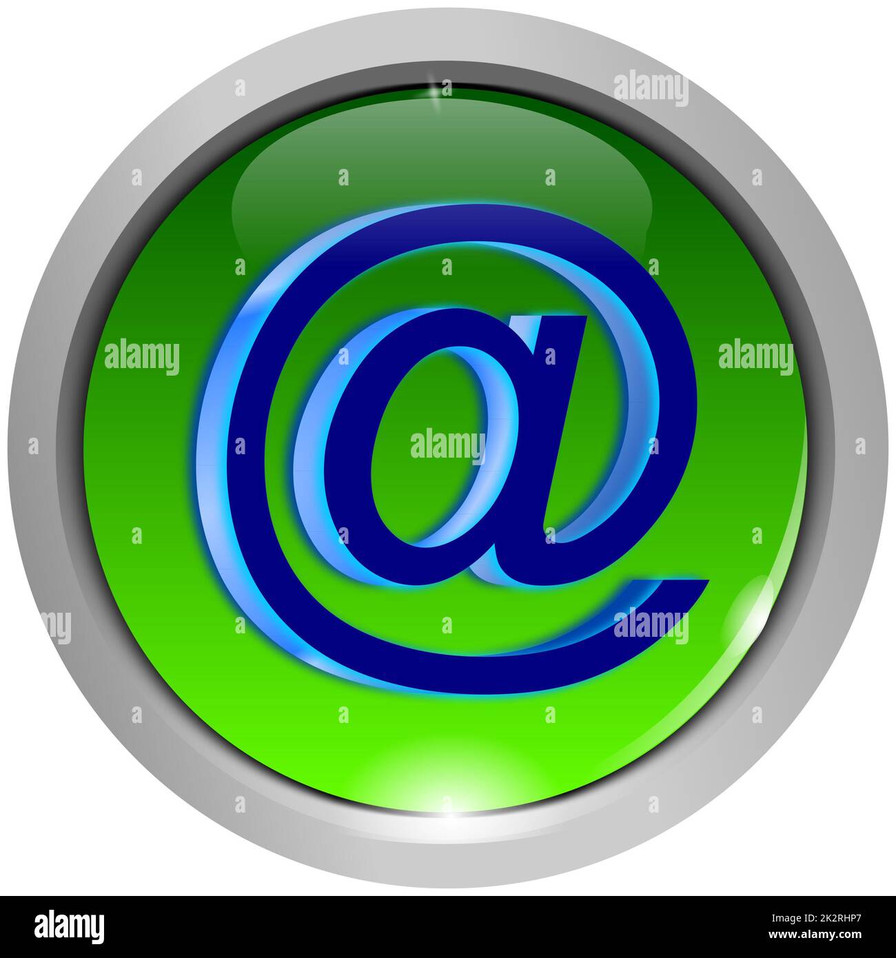 Bouton E-Mail vert bleu - illustration 3D Banque D'Images