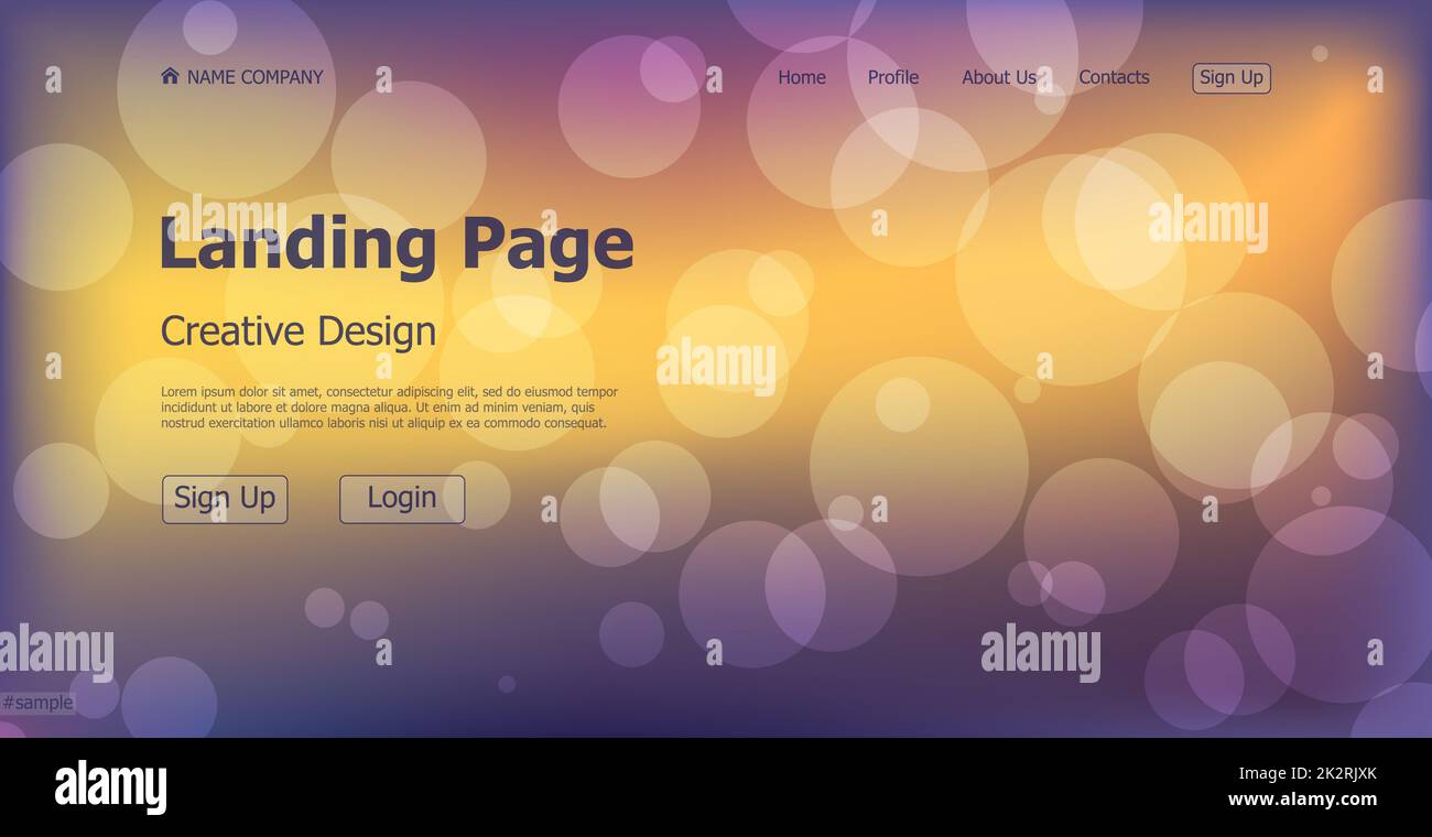 Page d'arrivée une page site web de bokeh créatif conception de page Web - Vector Banque D'Images