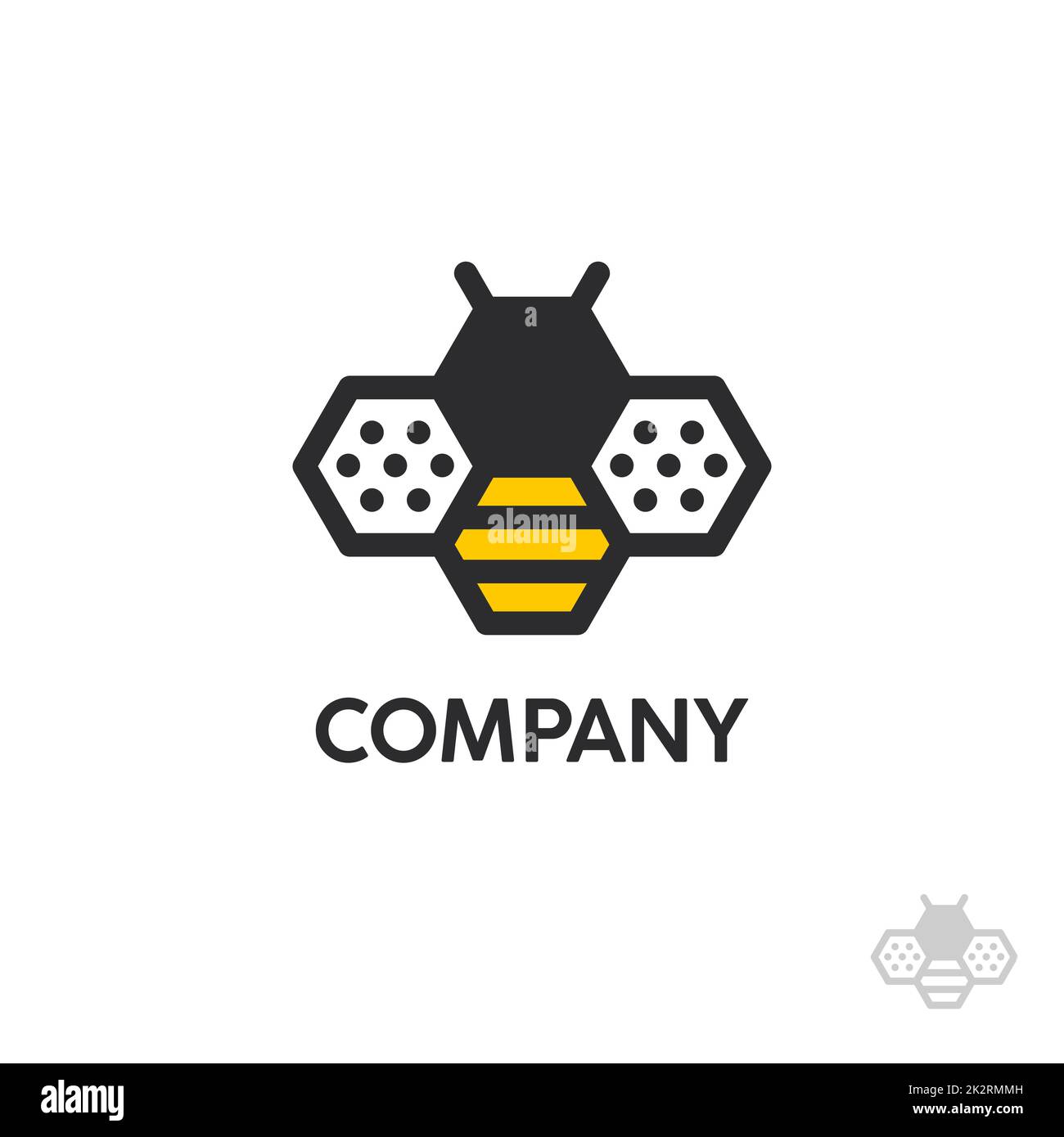 Modèle de dessin vectoriel du logo Honey Bee Animals Banque D'Images