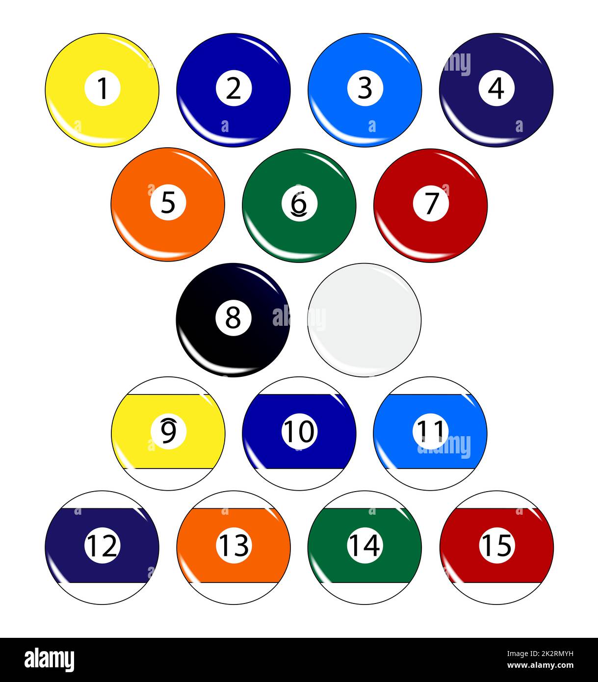 Set Complet Boules De Billard Américain Numérotées Ø50,8 Mm + Boule Blanche Ø47,6 Mm - Qualité Professionnelle