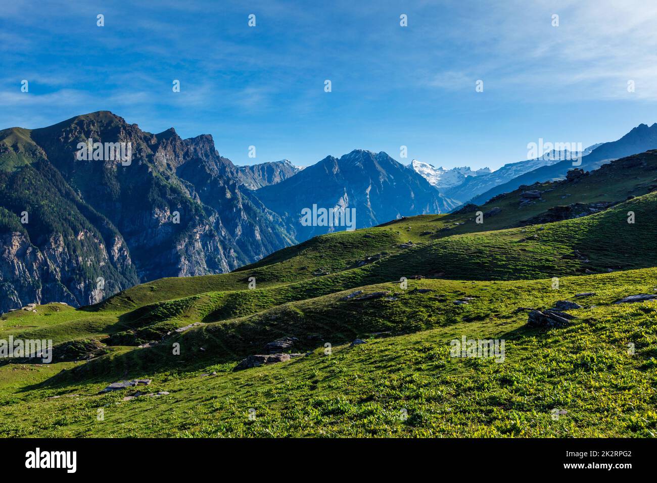 Printemps dans la vallée de Kullu dans les montagnes de l'Himalaya. Himachal Pradesh, Inde Banque D'Images