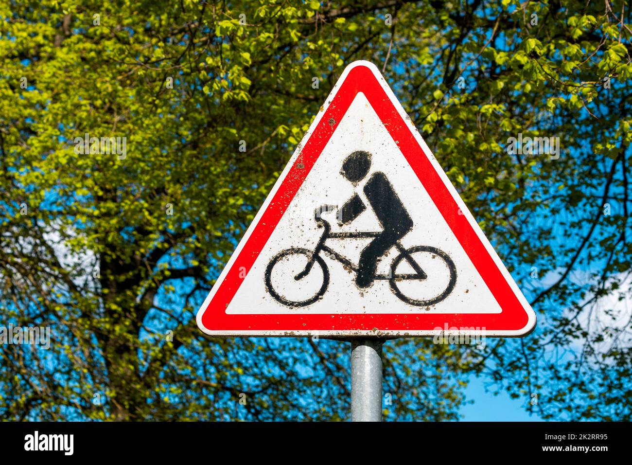 Panneau de signalisation à vélo en gros plan Banque D'Images