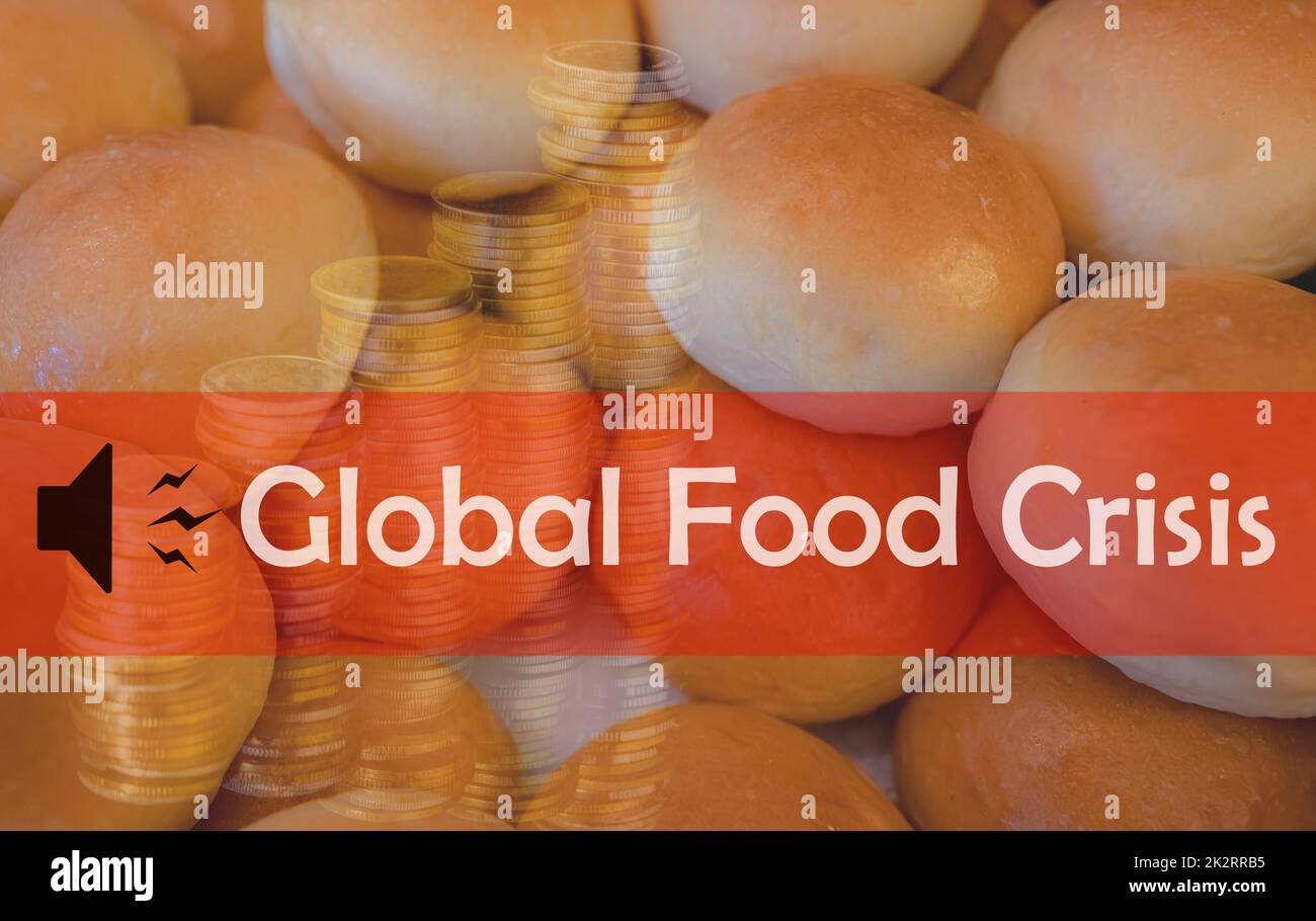 Concept de crise alimentaire mondiale. Tas de pain doux fait de farine de blé. Catastrophe humaine dans la crise alimentaire mondiale effets de la COVID-19, changements climatiques et conflits. Hausse des prix des denrées alimentaires. Insécurité alimentaire. Banque D'Images