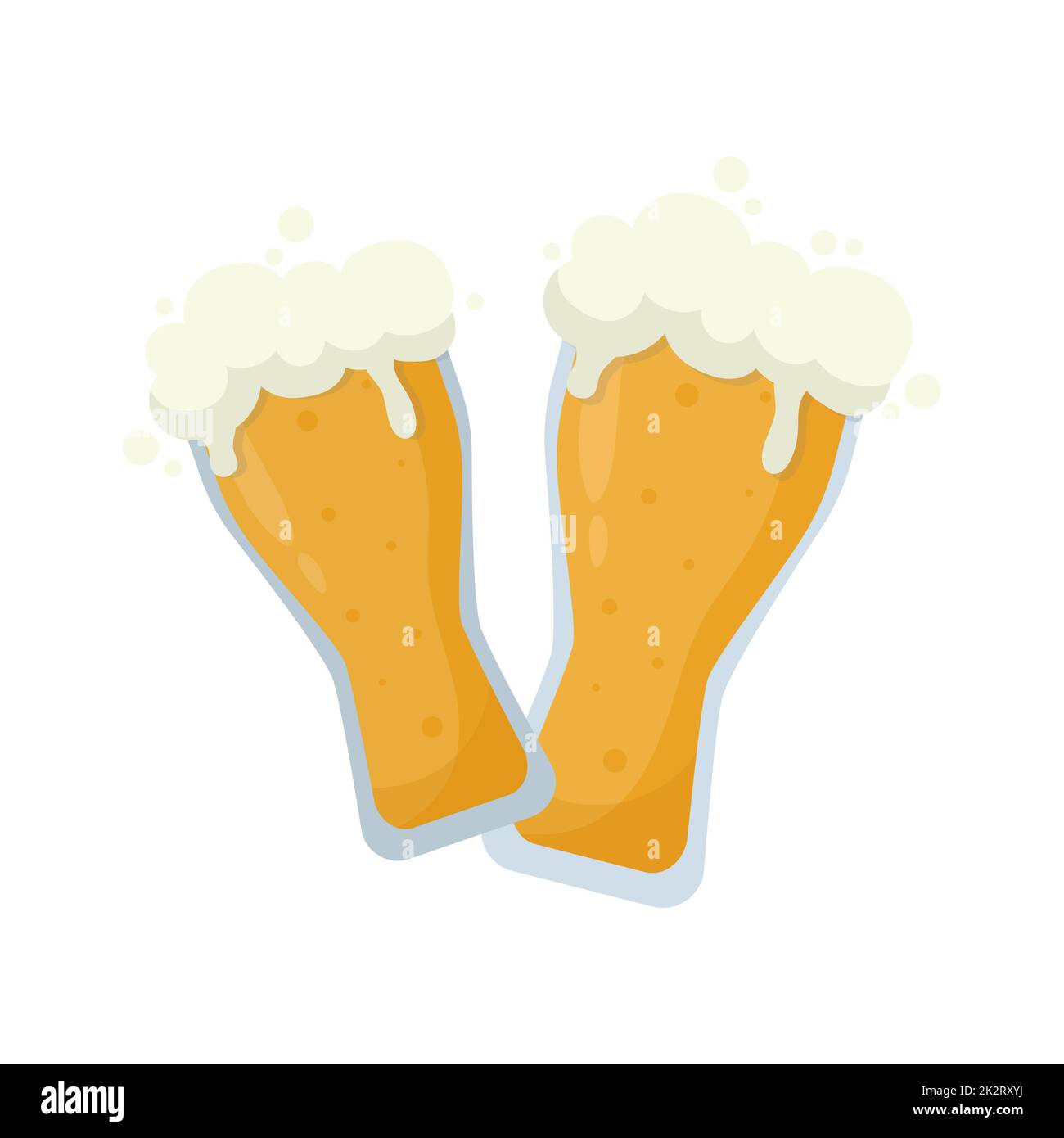 Deux verres de bière fraîche sur fond blanc - Vector Banque D'Images