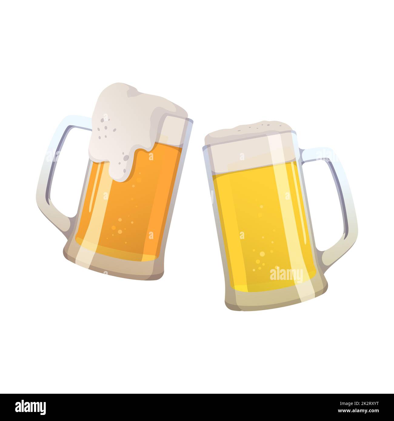 Deux tasses de bière fraîche sur fond blanc - Vector Banque D'Images