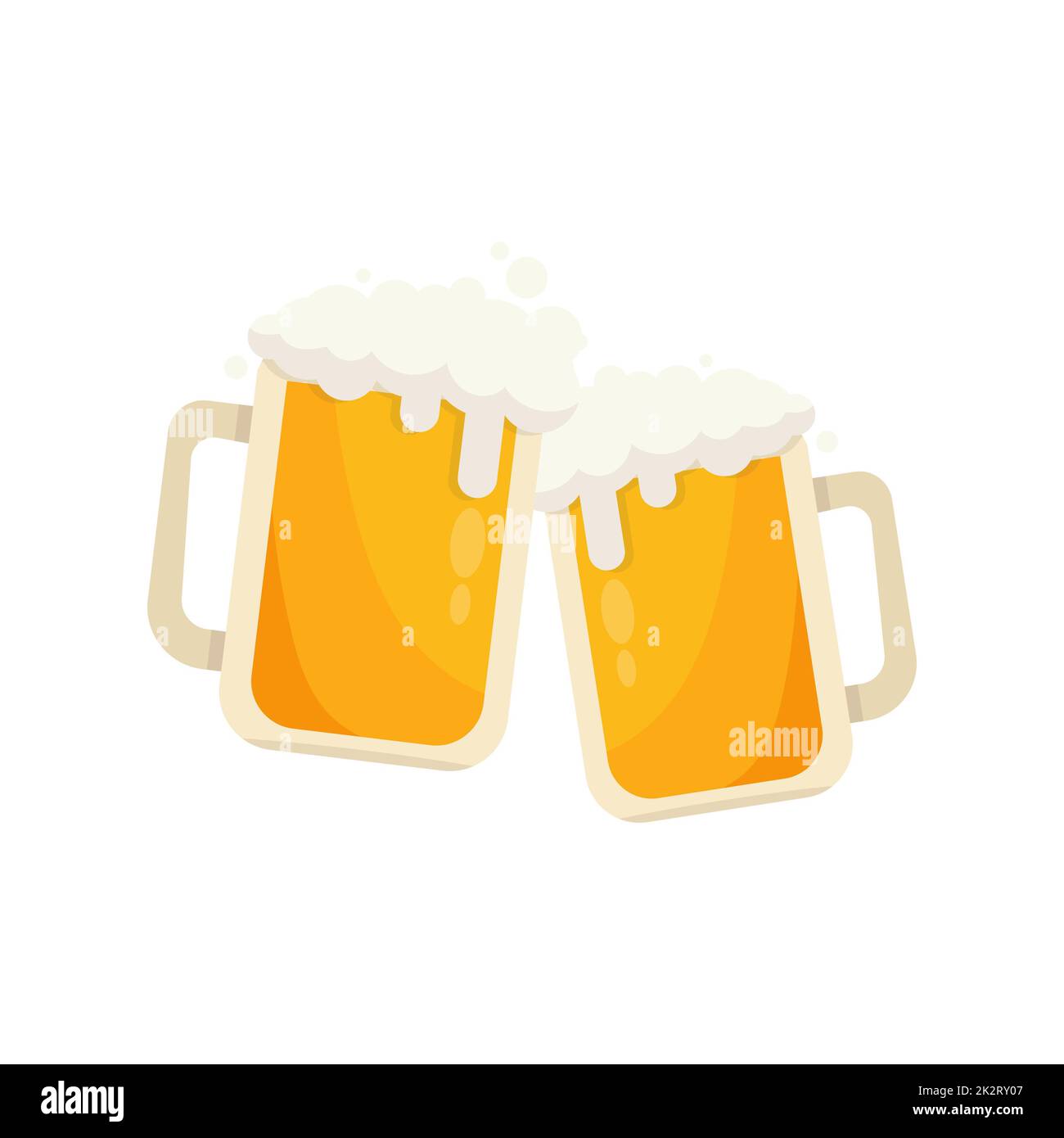 Deux tasses de bière fraîche sur fond blanc - Vector Banque D'Images