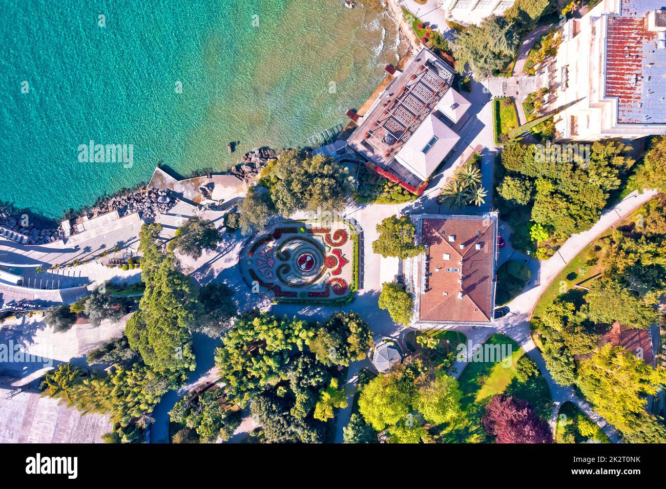 Parc Angiolina à Opatija vue panoramique aérienne Banque D'Images