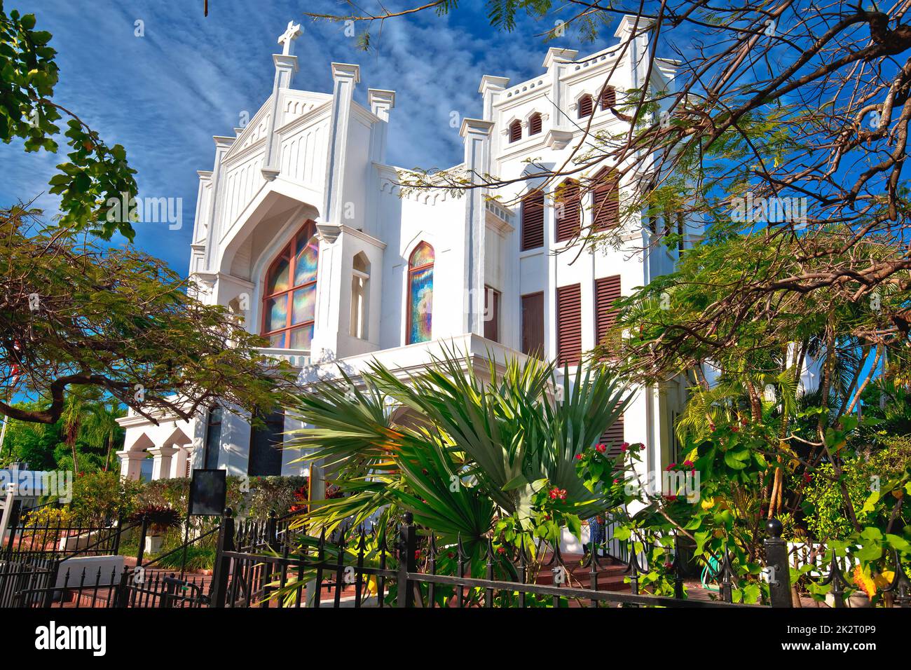 Église épiscopale Saint-Paul à Key West Duval vue sur la rue Banque D'Images Église épiscopale Saint-Paul à Key West Duval vue sur la rue Banque D'Images