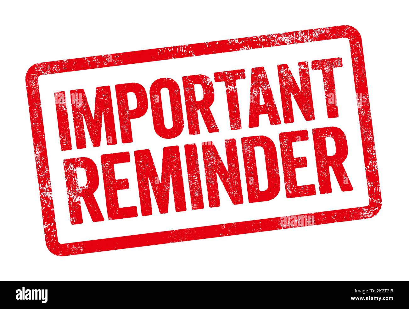 Timbre rouge sur fond blanc - Rappel important Banque D'Images