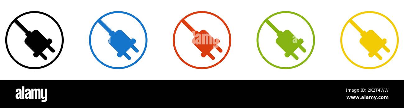 Collection de boutons ronds - icône en forme de cercle noir, bleu, rouge, vert et jaune Banque D'Images