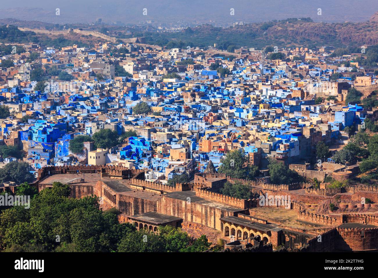 Vue aérienne de la ville bleue de Jodhpur. Jodphur, Rajasthan, Inde Banque D'Images