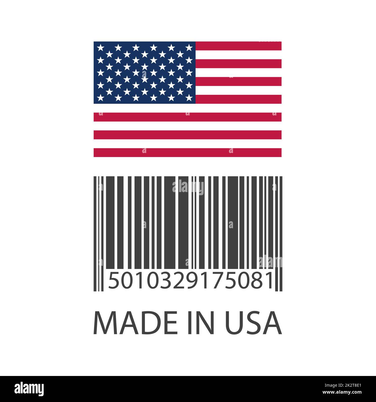 Code-barres avec numéros fabriqués aux Etats-Unis - Vector Banque D'Images