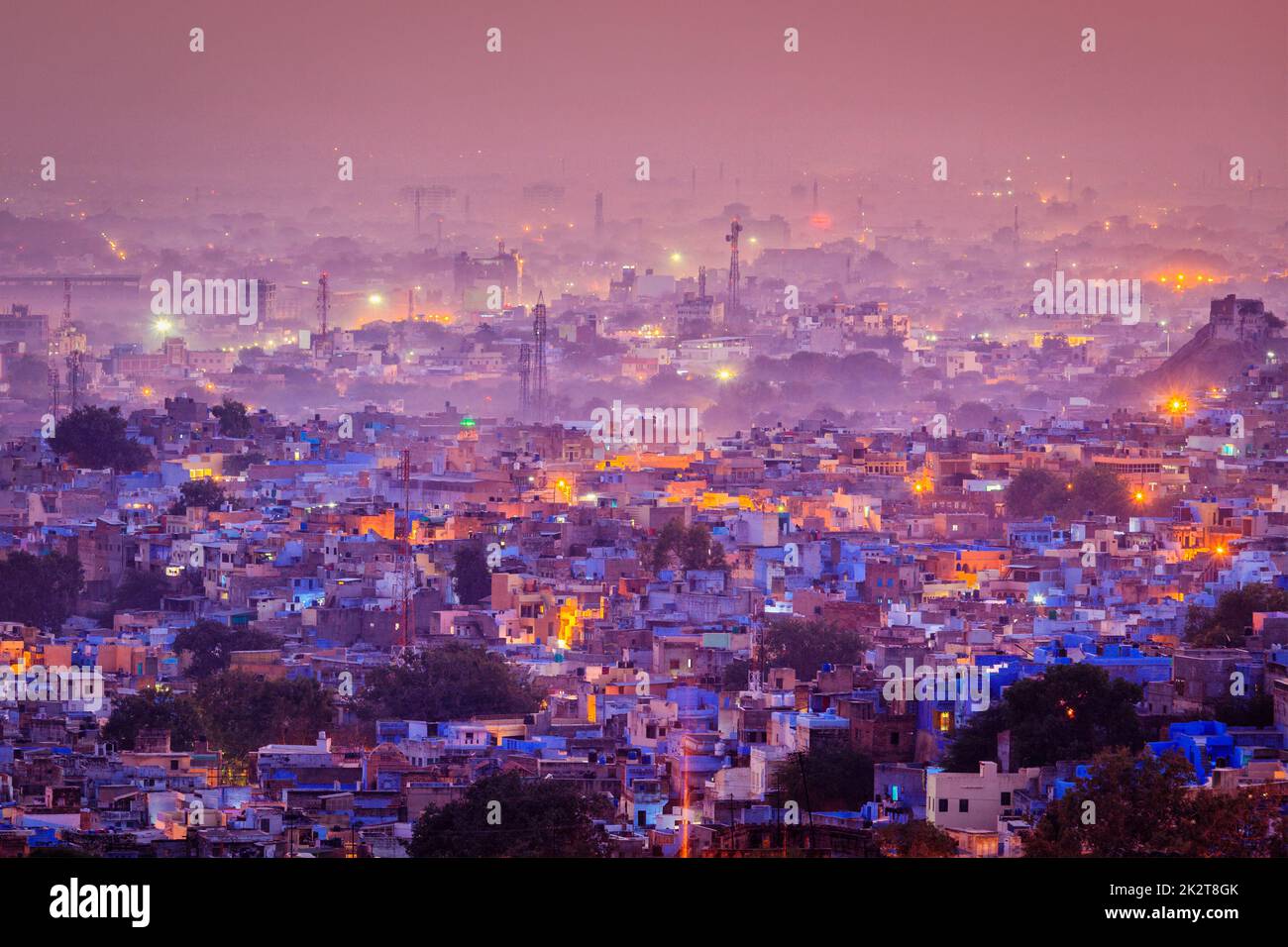 Vue aérienne de Jodhpur dans Twilight Banque D'Images