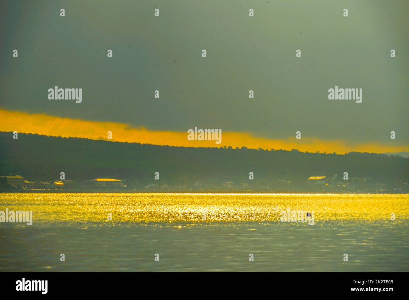 Paysage de crépuscule du lac Yamanaka Banque D'Images