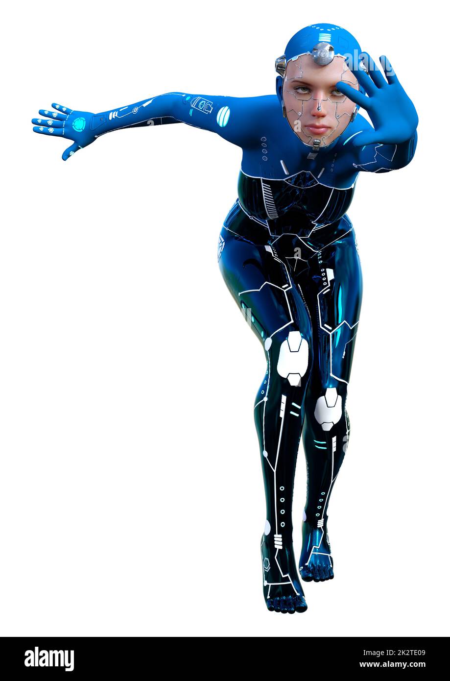 Le Rendu 3D Robot femelle on White Banque D'Images