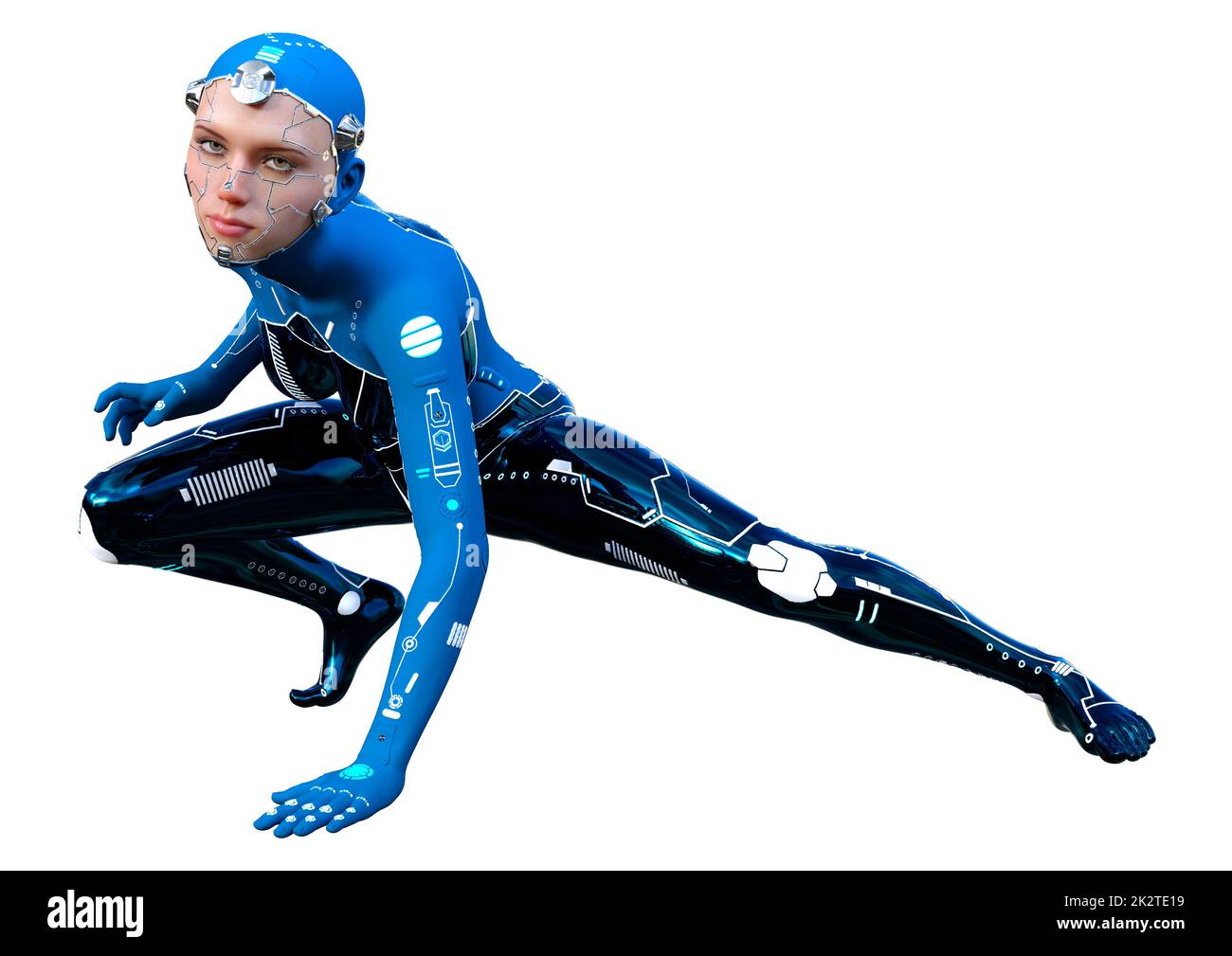 Le Rendu 3D Robot femelle on White Banque D'Images