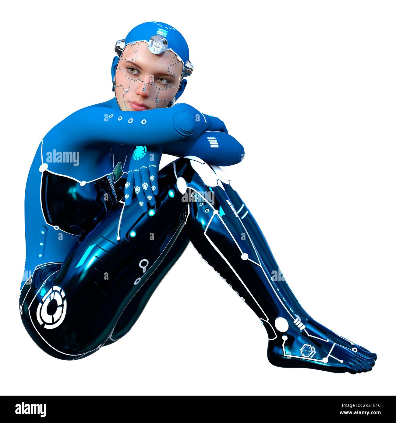 Le Rendu 3D Robot femelle on White Banque D'Images