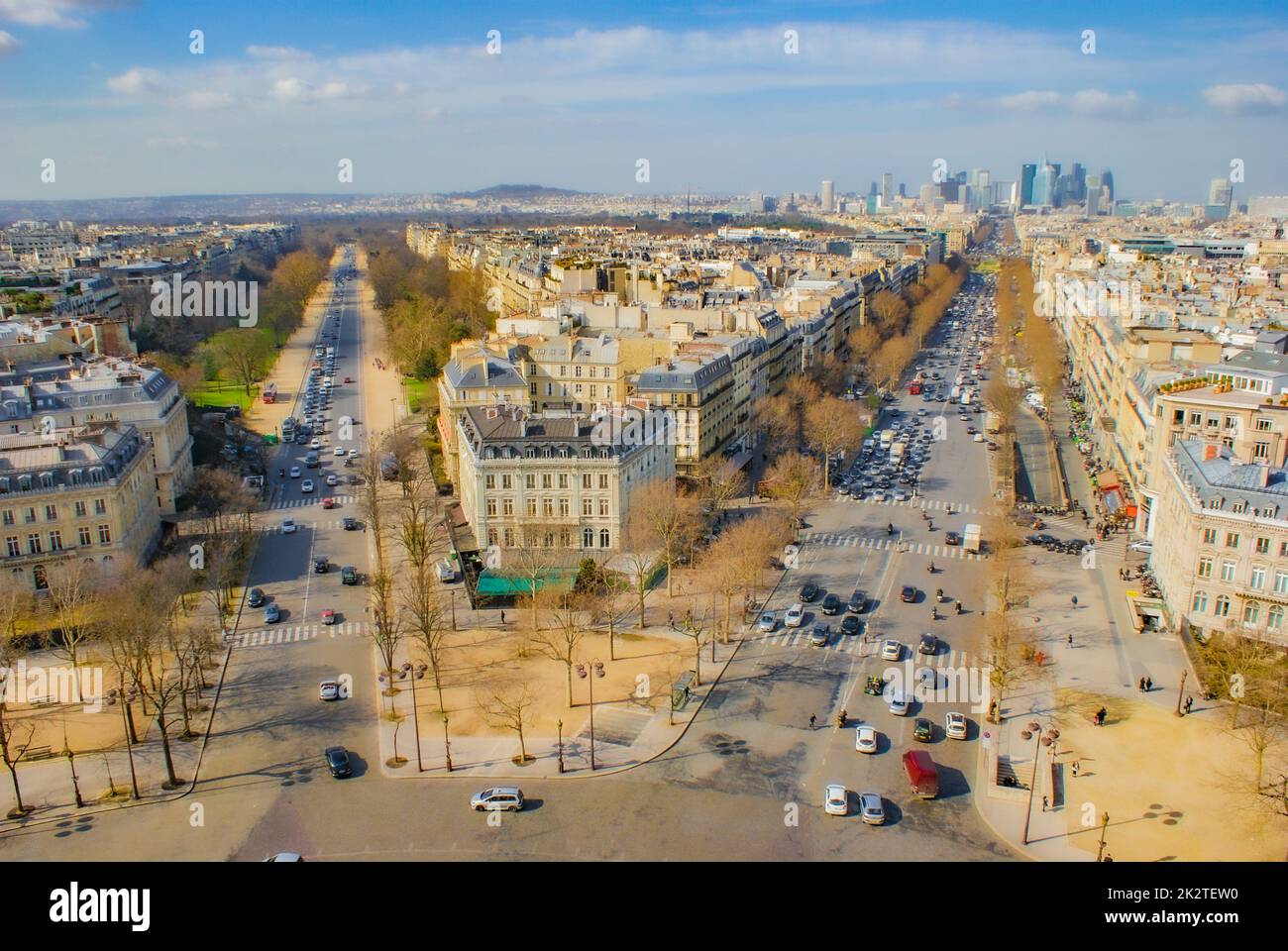 Le paysage urbain de Paris vu de l'Arc de Triomphe Banque D'Images