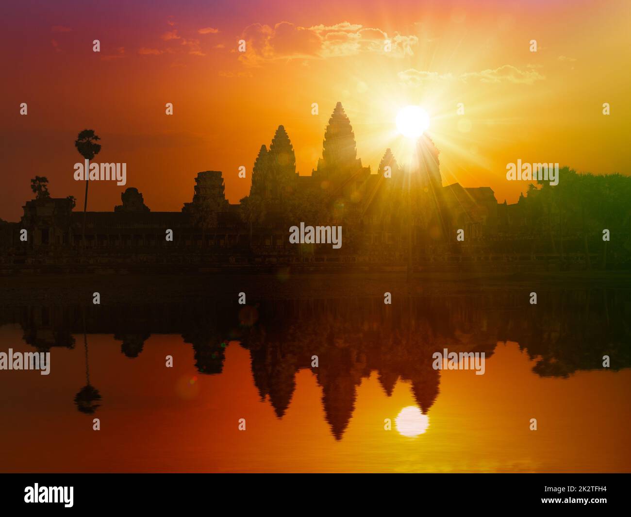 Angkor Wat au coucher du soleil Banque D'Images