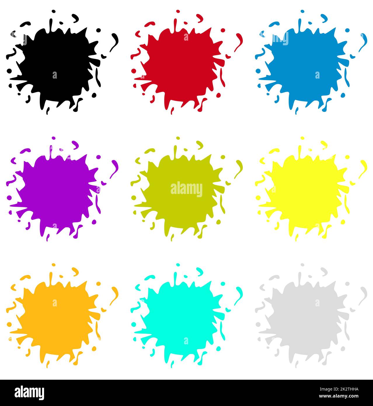 Collection de 9 blobs aquarelles de couleurs différentes Banque D'Images
