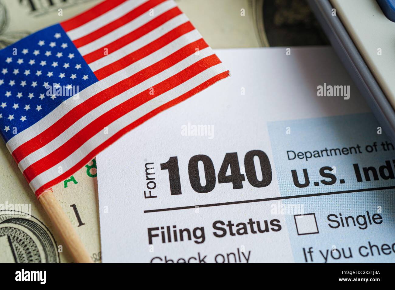 Formulaire fiscal 1040 Déclaration de revenus des particuliers des États-Unis, concept de financement des entreprises. Banque D'Images