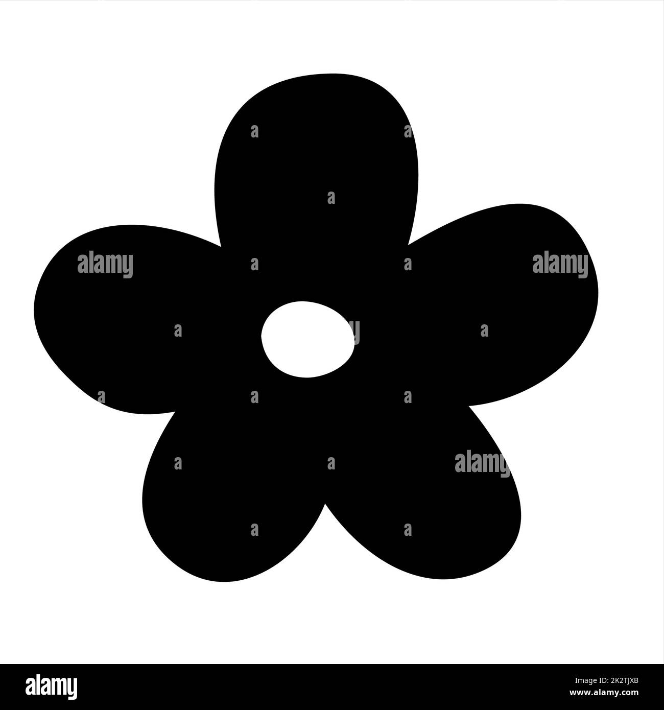 Fleur Doodle main dessinée avec une ligne noire isolée sur fond blanc Banque D'Images Fleur Doodle main dessinée avec une ligne noire isolée sur fond blanc Banque D'Images