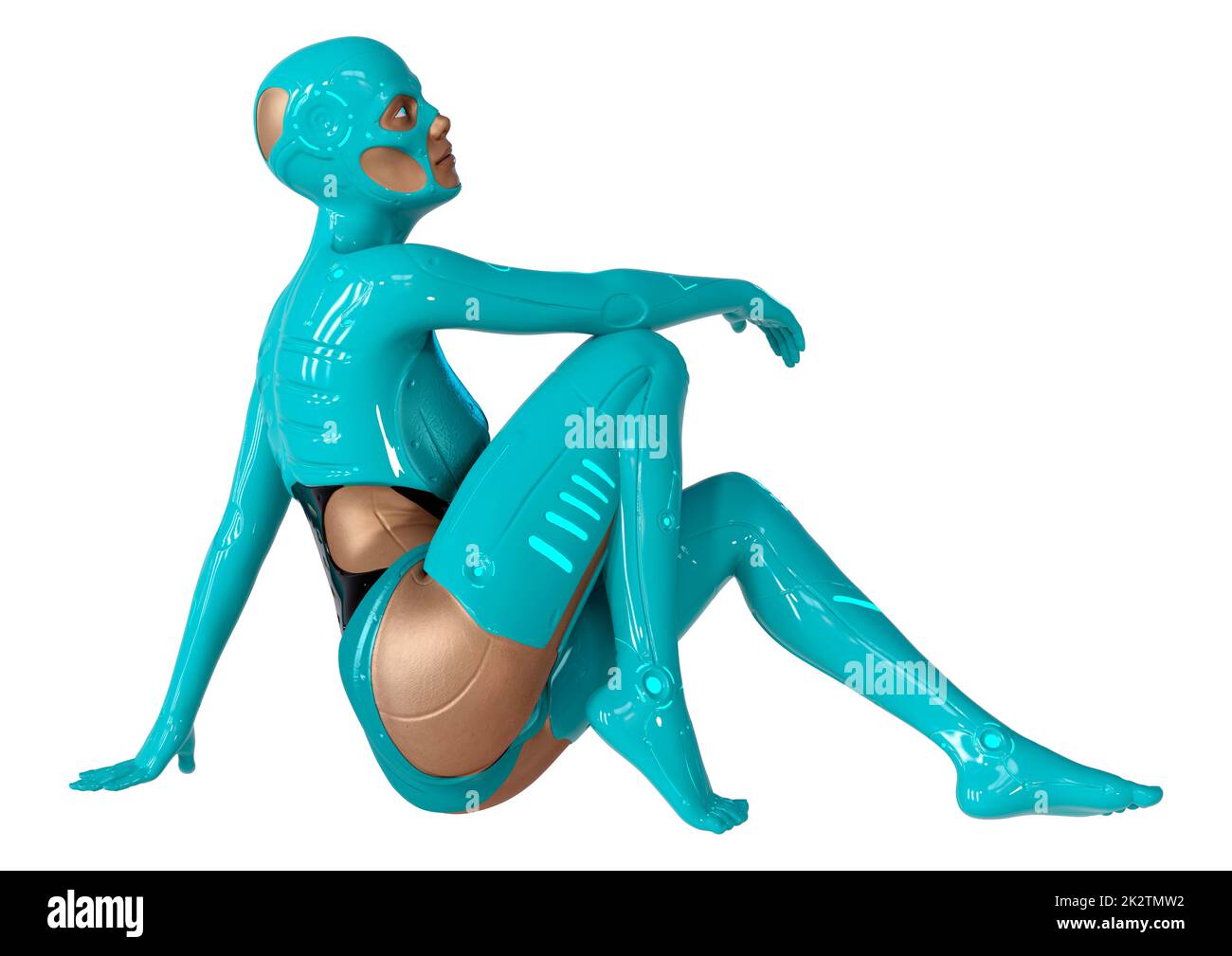 Le Rendu 3D Robot femelle on White Banque D'Images