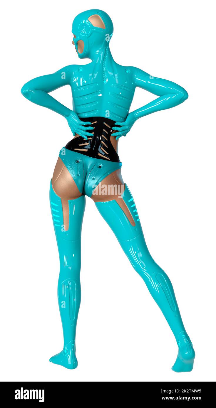Le Rendu 3D Robot femelle on White Banque D'Images