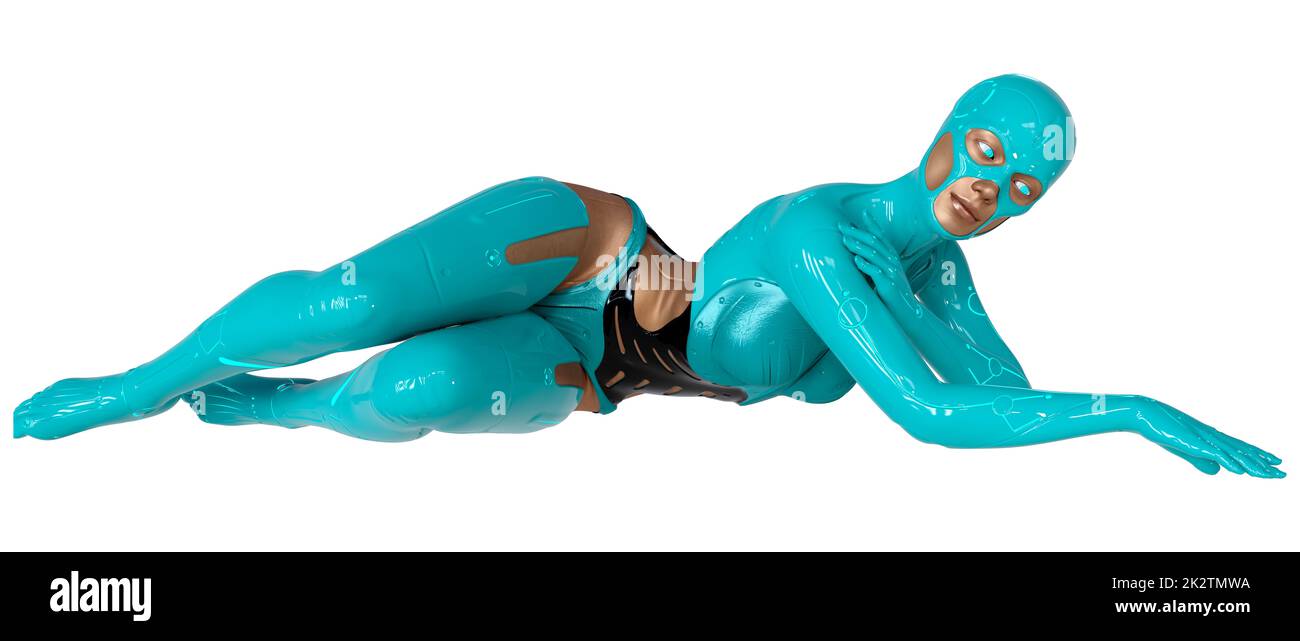 Le Rendu 3D Robot femelle on White Banque D'Images