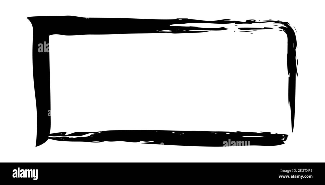 Bannière cadre peinte à la main avec une brosse à encre noire Banque D'Images Bannière cadre peinte à la main avec une brosse à encre noire Banque D'Images