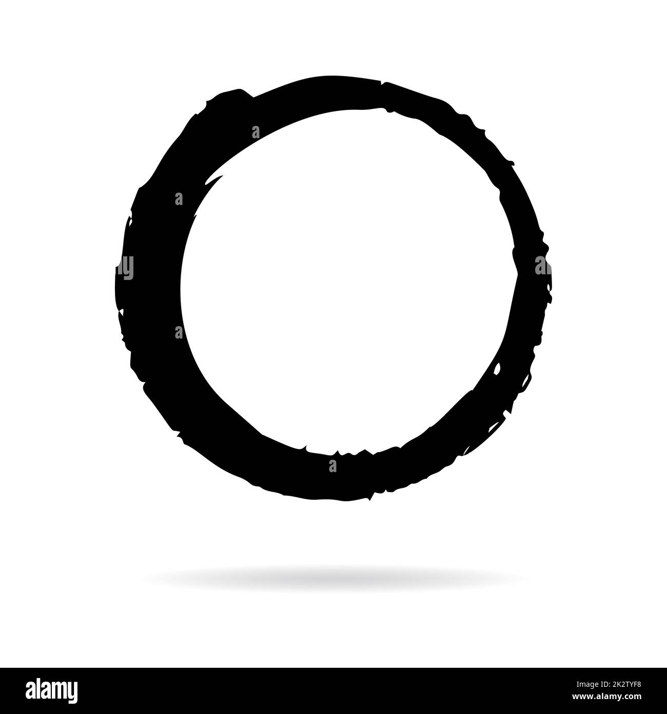 Cercle oscillant peint à la main avec une brosse à encre noire Banque D'Images Cercle oscillant peint à la main avec une brosse à encre noire Banque D'Images